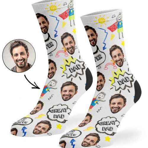 White Great Dad Face Socks