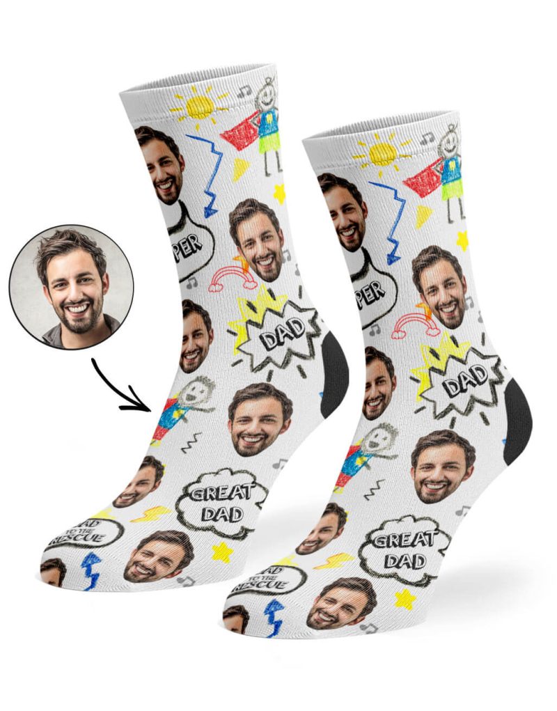 White Great Dad Face Socks