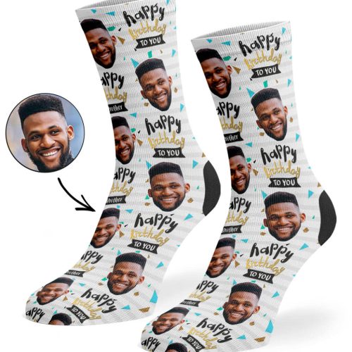 White Happy Birthday Brother Socks