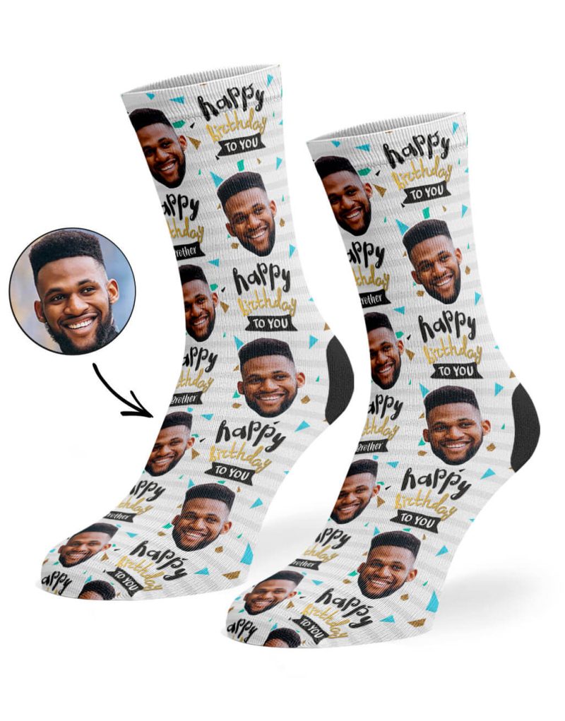 White Happy Birthday Brother Socks