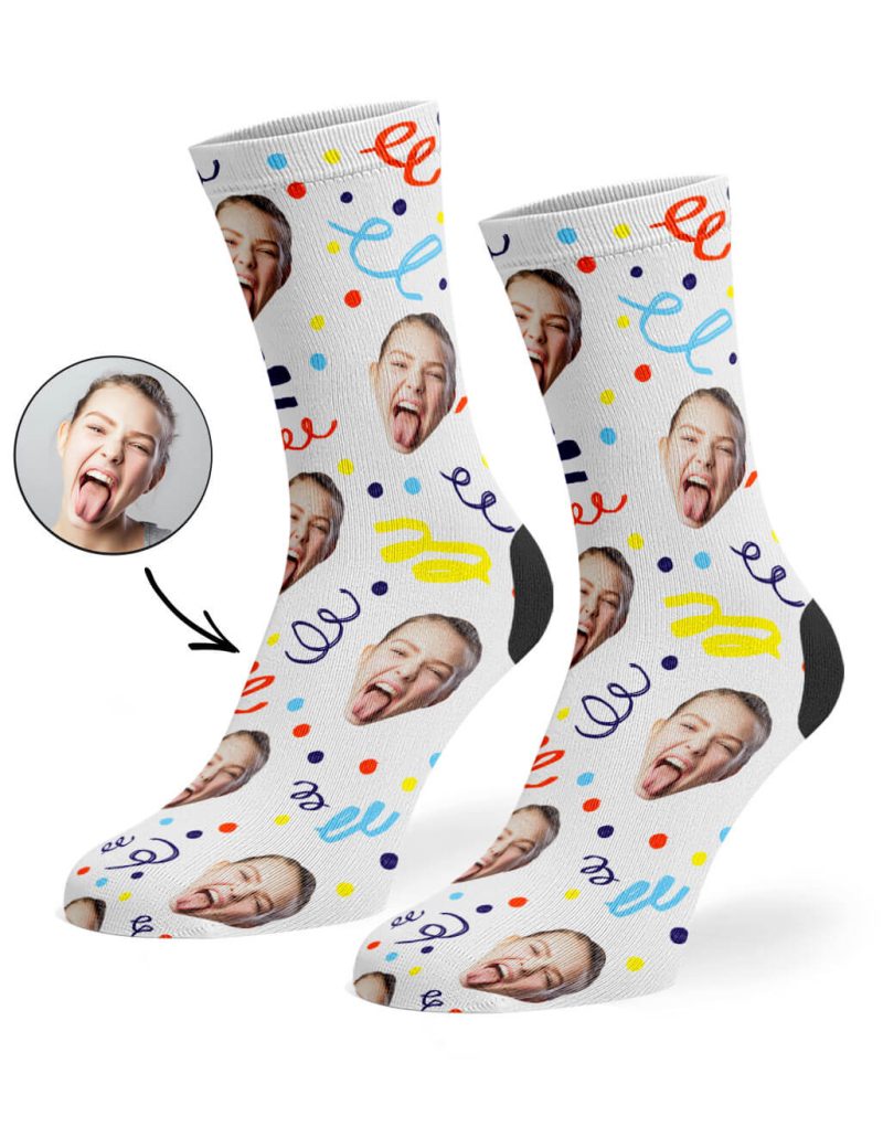 White Happy Birthday Confetti Socks