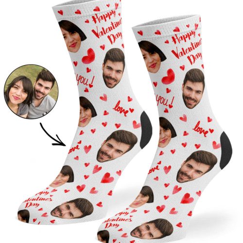 White Happy Valentines Socks