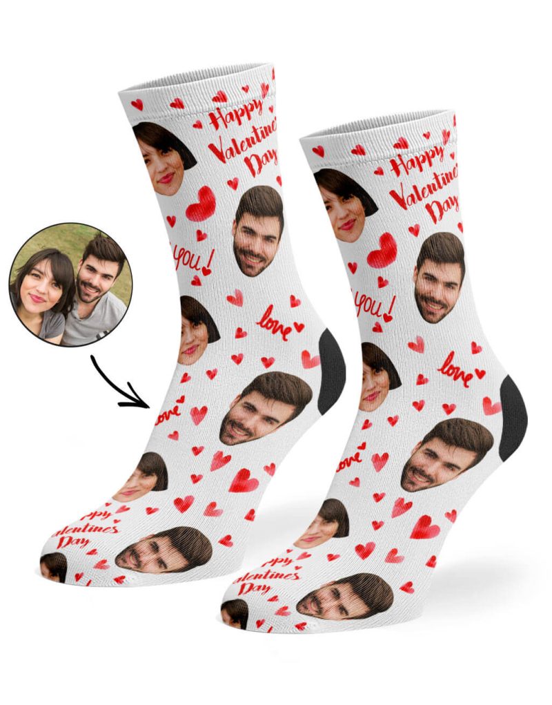 White Happy Valentines Socks