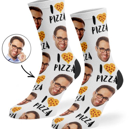 White I Love Pizza Socks