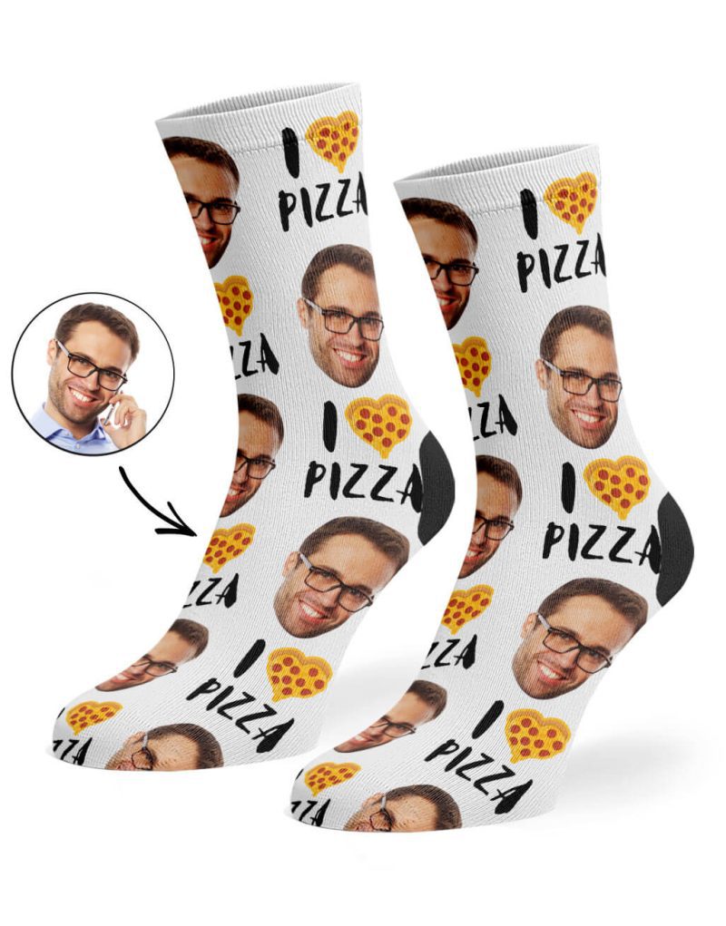 White I Love Pizza Socks