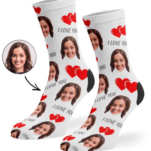 White I Love You Valentines Day Socks