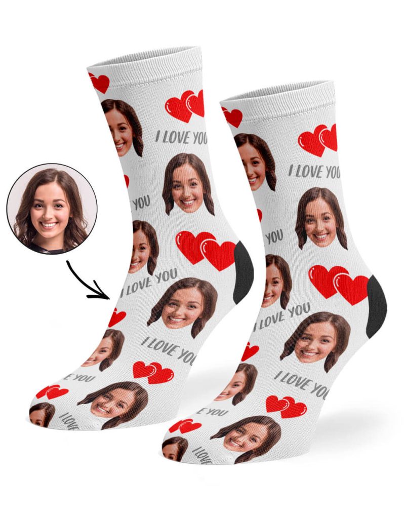 White I Love You Valentines Day Socks