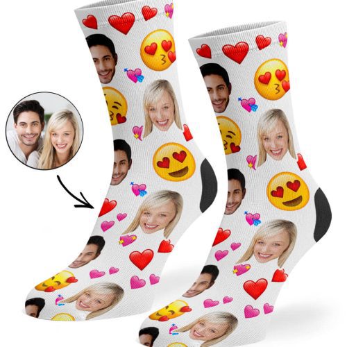 White Love Emoji Socks