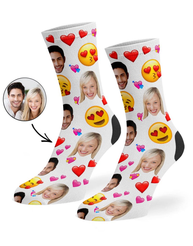 White Love Emoji Socks