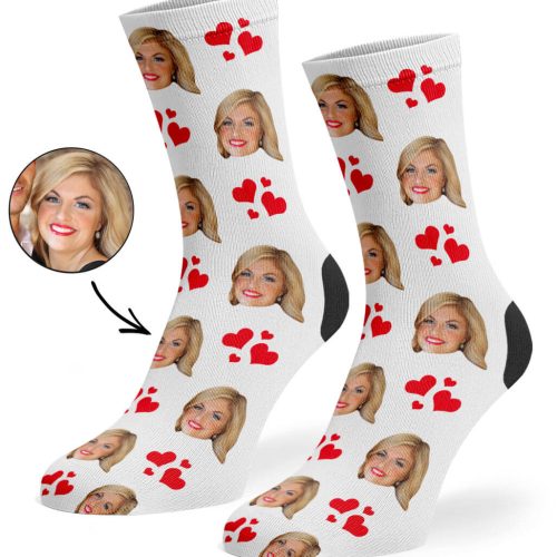 White My Valentine Face Socks