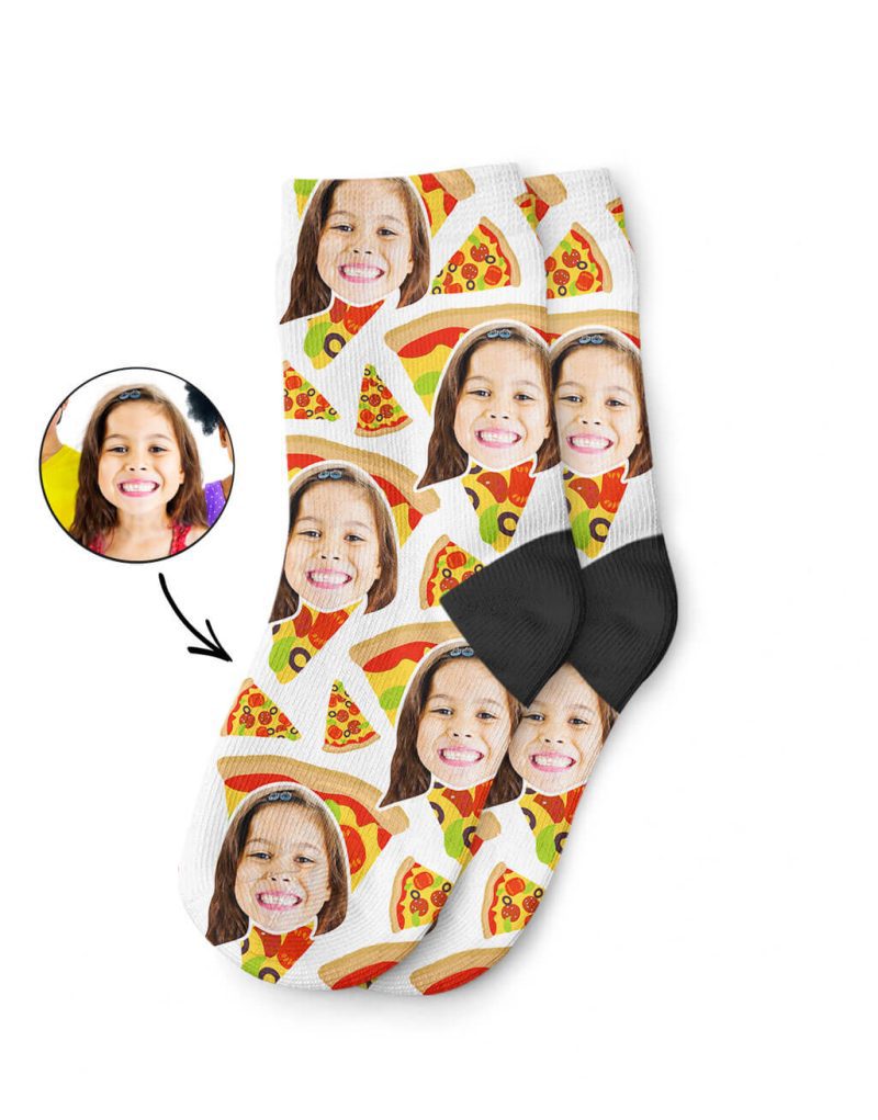 Pizza My Face Kids White Socks