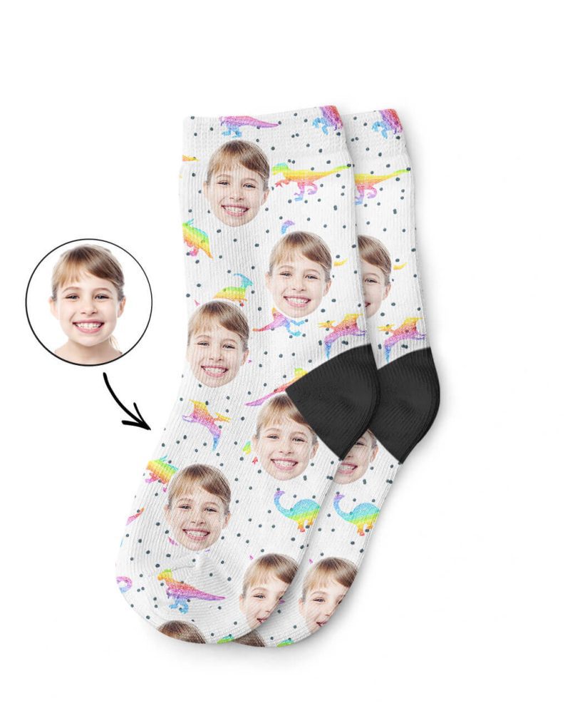 Rainbow Dinosaur Kids Face Socks