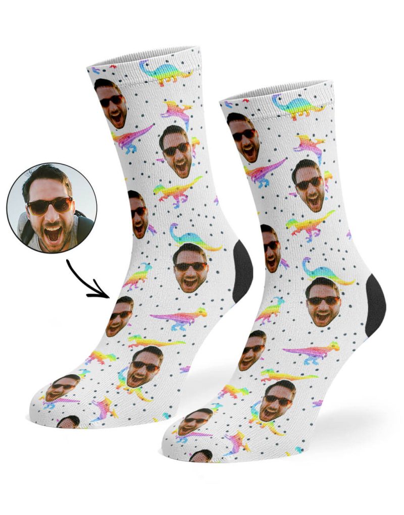 White Rainbow Dinosaur Socks