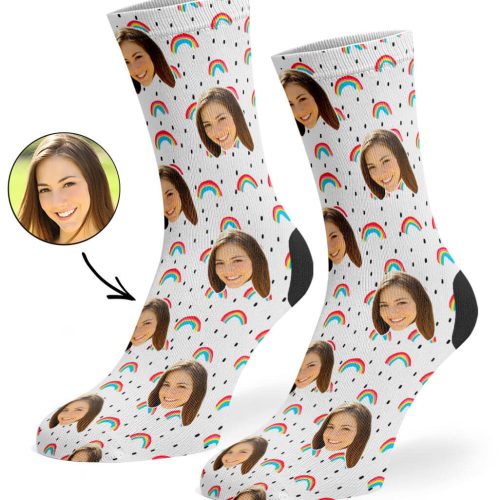 White Rainbow Face Socks