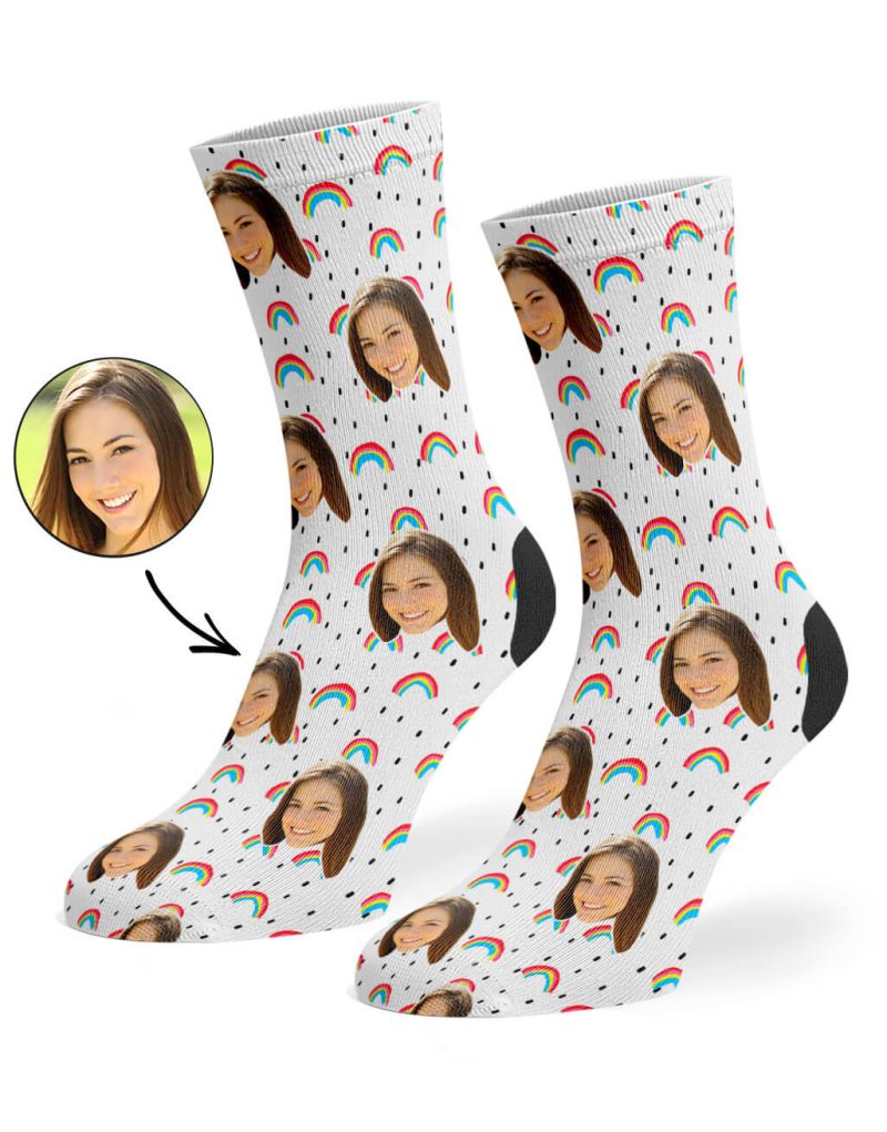 White Rainbow Face Socks