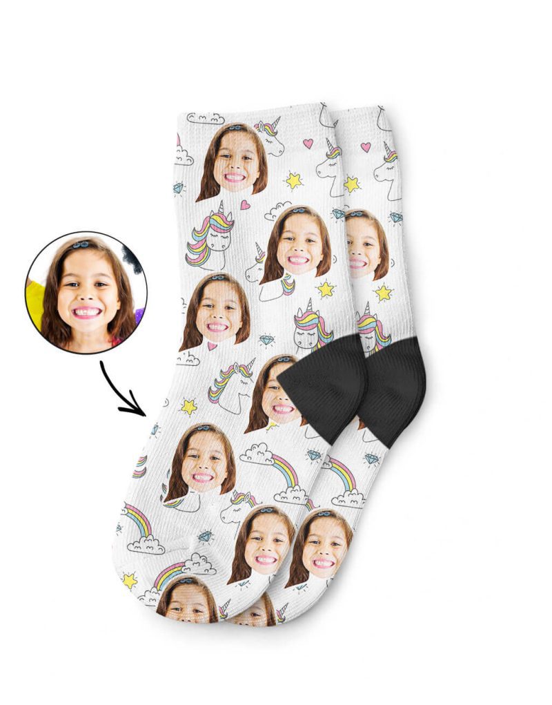 Unicorn Rainbow Kids Face Socks