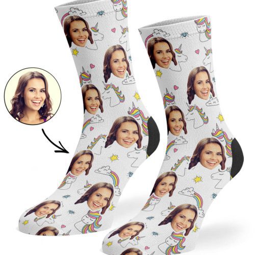 White Rainbow Unicorn Socks