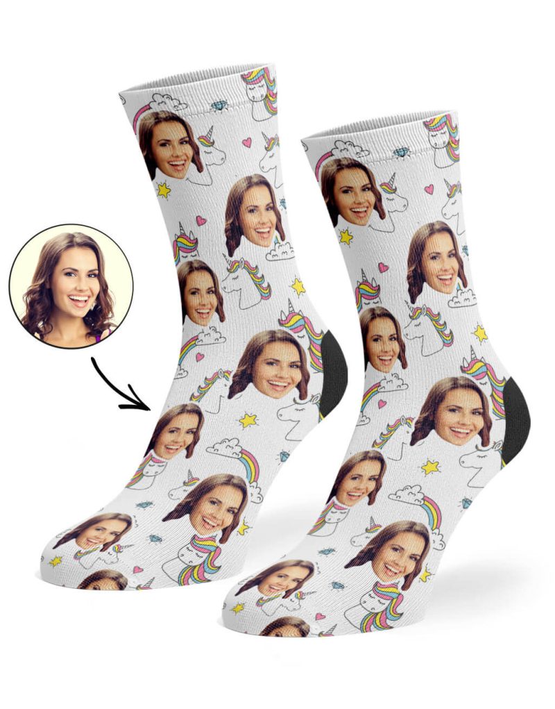 White Rainbow Unicorn Socks