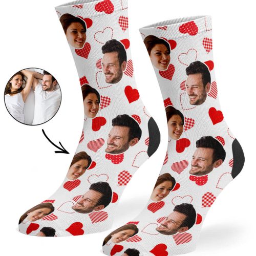 White Retro Hearts Socks