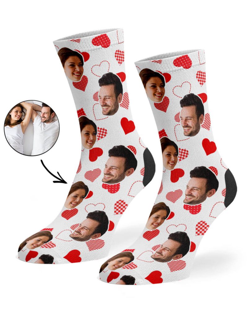 White Retro Hearts Socks