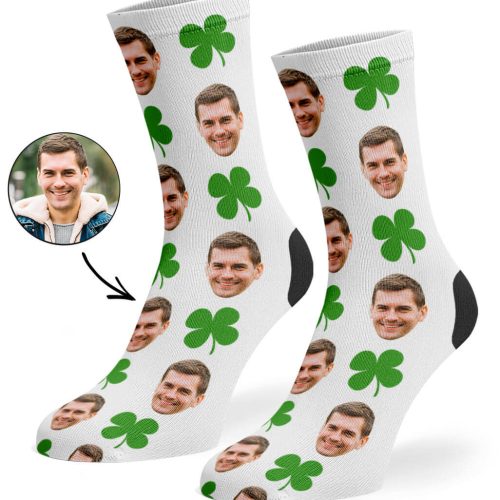 White Shamrock Face Socks