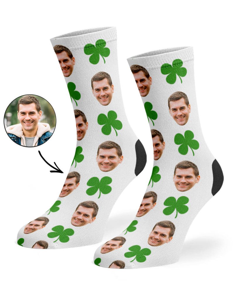 White Shamrock Face Socks