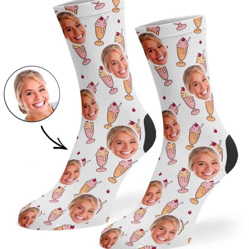 White Sundae Face Socks