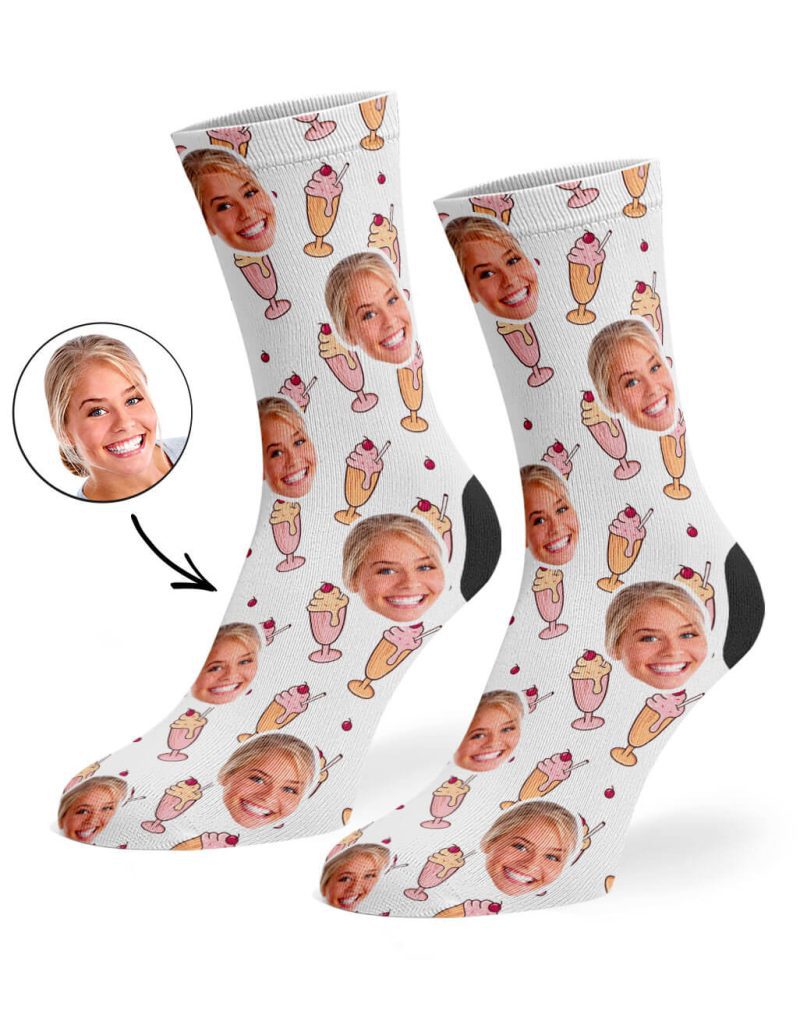 White Sundae Face Socks