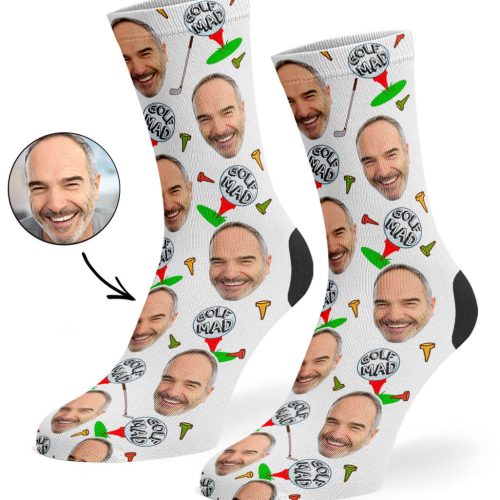 White Text Golf Mad Socks