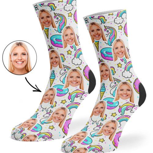 White Unicorn Donut Socks