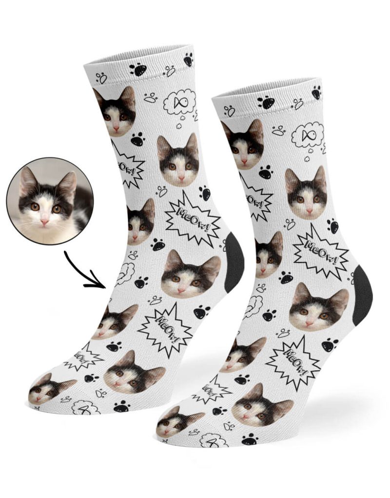 White Your Cat Meow Socks