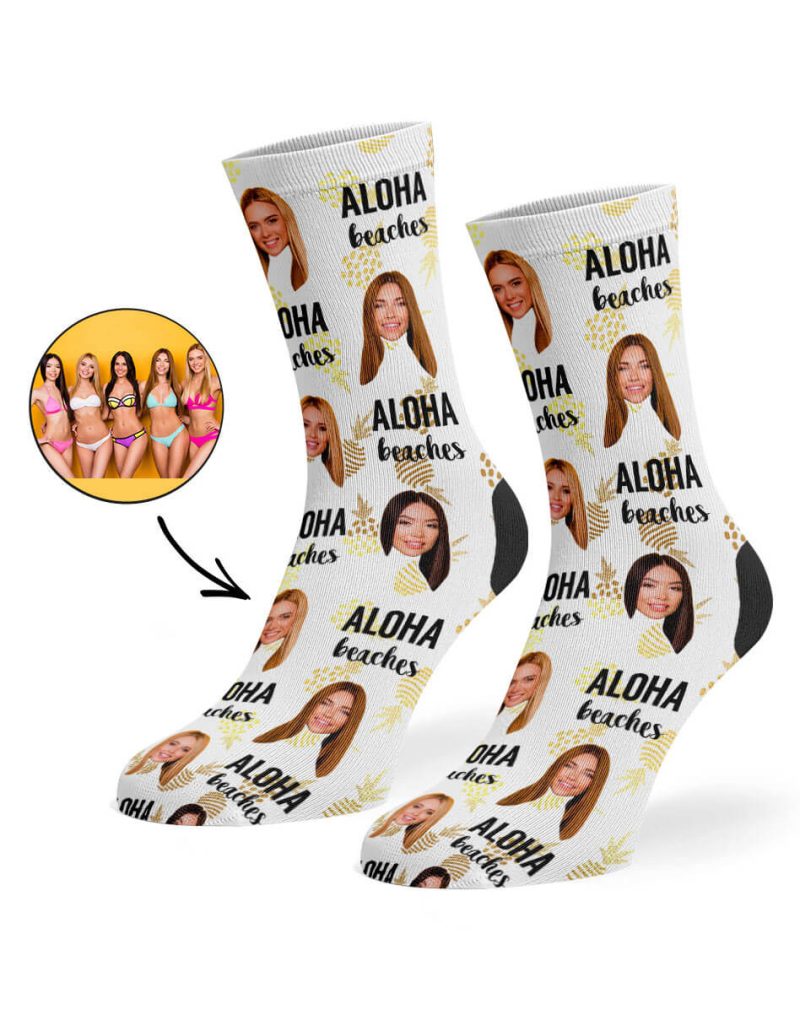 White Aloha Beaches Socks