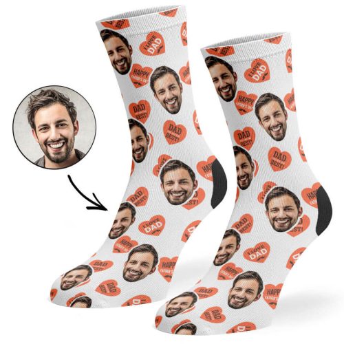 White Dad Love Hearts Socks