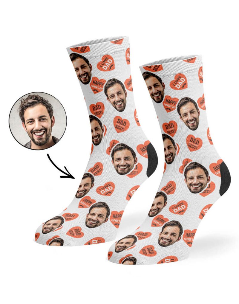 White Dad Love Hearts Socks