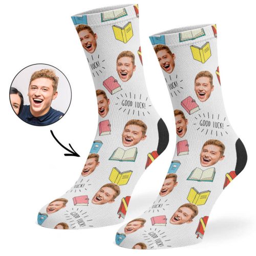 White Good Luck Books Socks