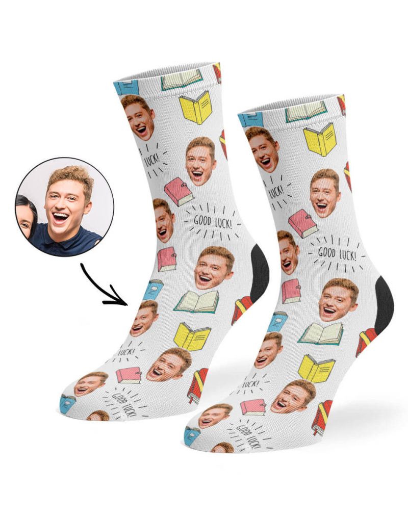 White Good Luck Books Socks