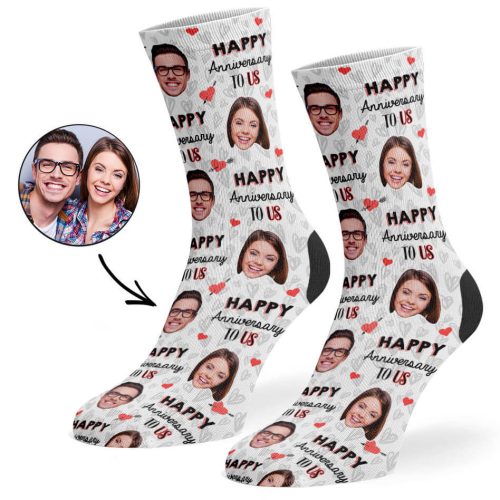 White Happy Anniversary To Us Socks