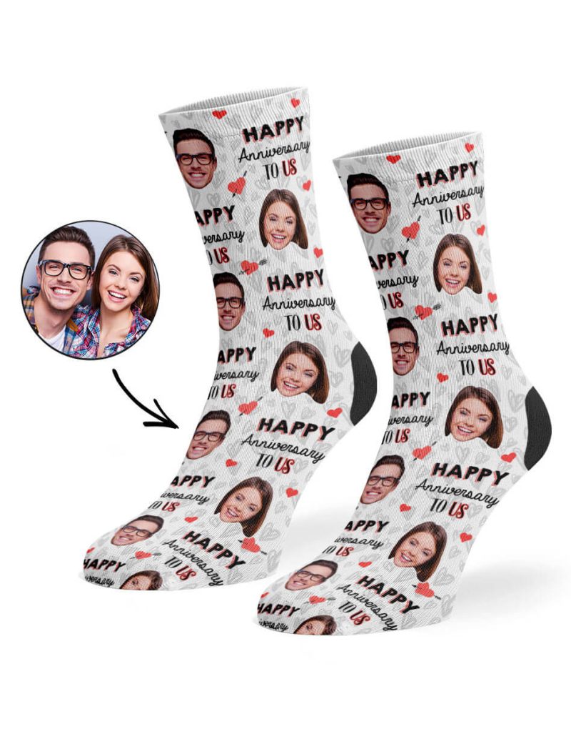 White Happy Anniversary To Us Socks