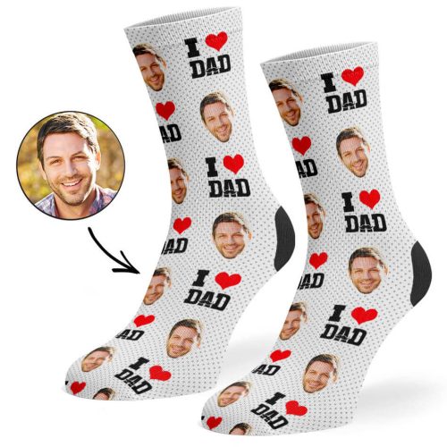 White I Love Dad Socks