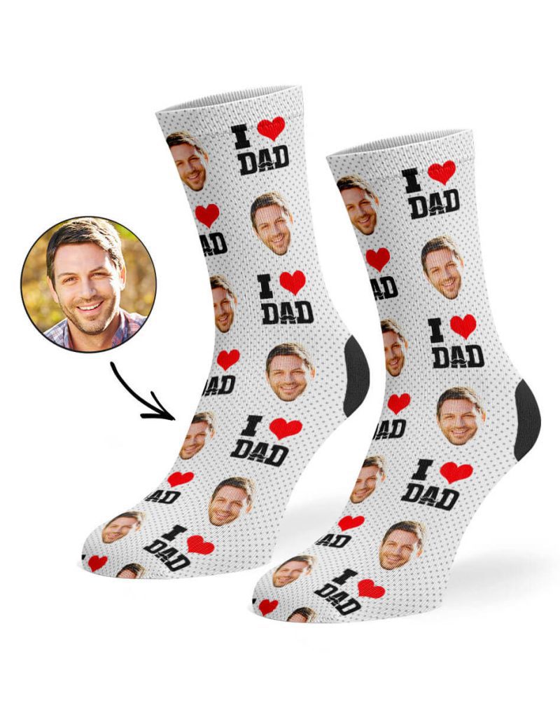 White I Love Dad Socks