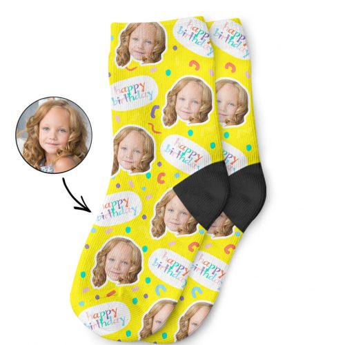 Your Photo On Kids Birthday Face Socks