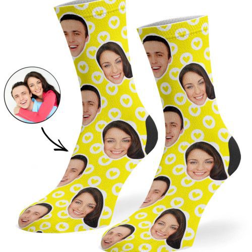 Yellow Circle Hearts Socks