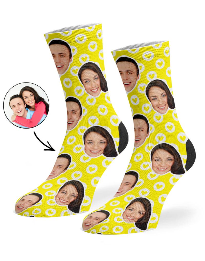 Yellow Circle Hearts Socks