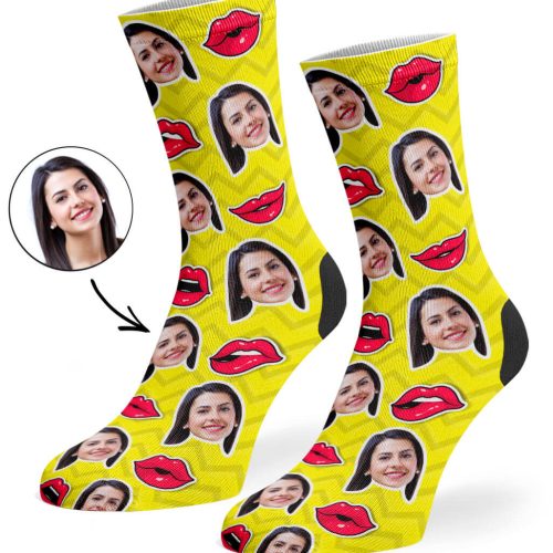 Yellow Comic Lips Socks