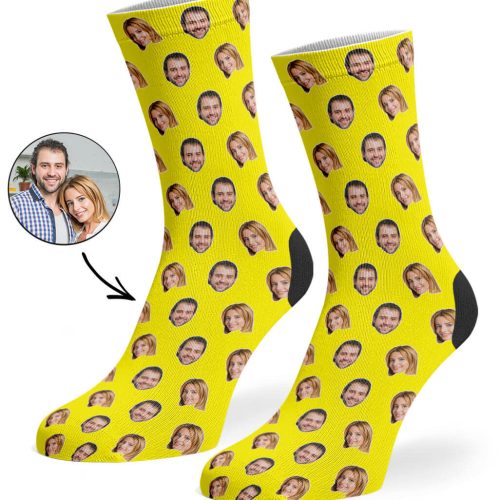 Yellow Couples Face Pattern Socks