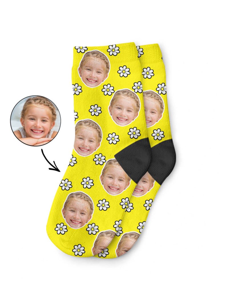 Daisy Face Kids Socks With Own Photo