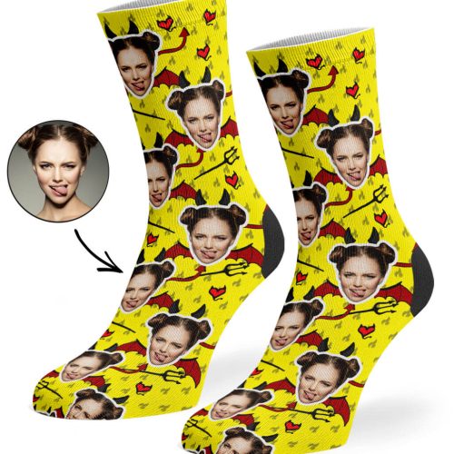 Yellow Devil Face Socks