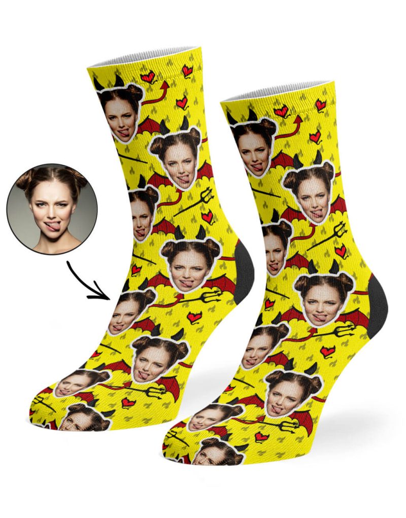 Yellow Devil Face Socks