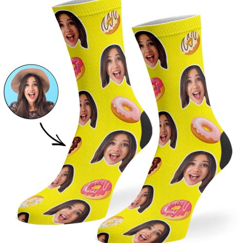 Yellow Donut Face Socks