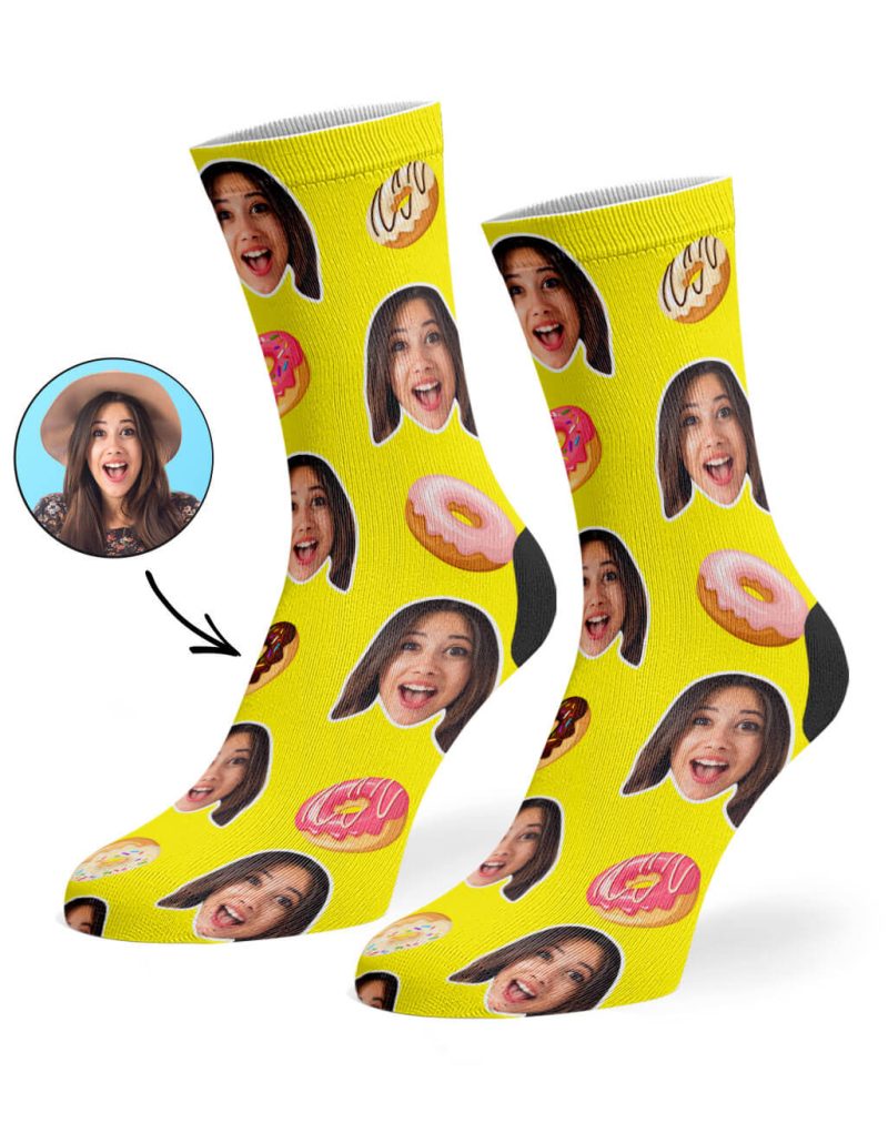 Yellow Donut Face Socks